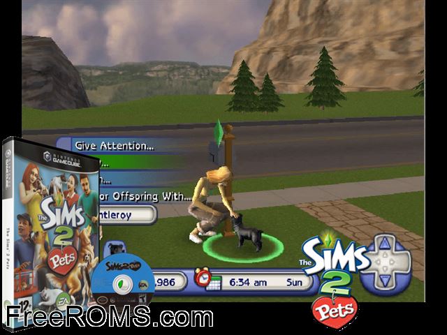 Sims 2, The - Pets Nintendo Gamecube game showing 3D box cover and gameplay screenshot