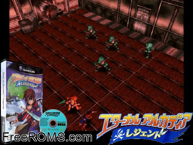 Skies of Arcadia Legends Nintendo Gamecube game showing 3D box cover and gameplay screenshot