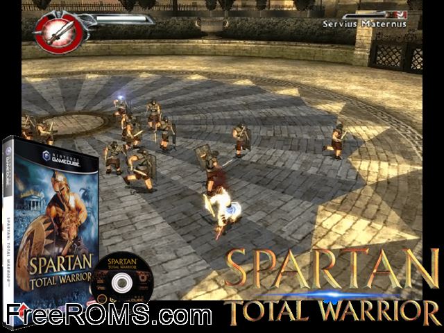 Spartan - Total Warrior Nintendo Gamecube game showing 3D box cover and gameplay screenshot