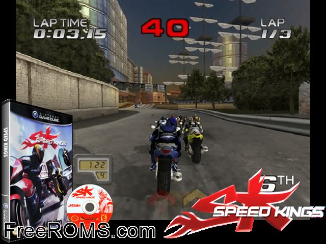 Speed Kings Nintendo Gamecube game showing 3D box cover and gameplay screenshot