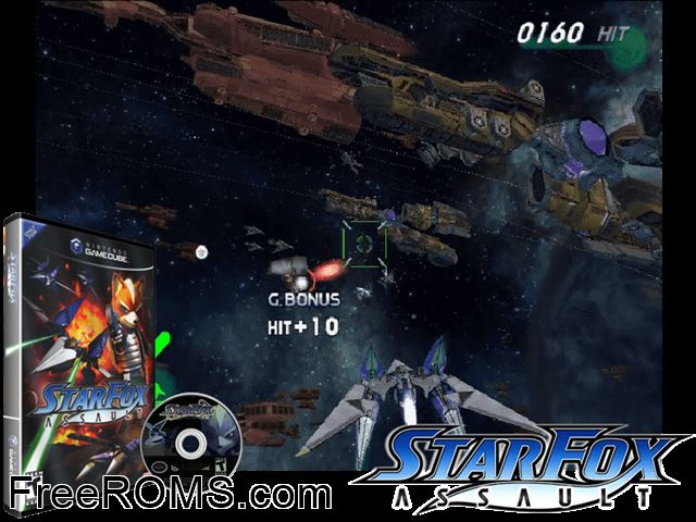 Star Fox Assault Nintendo Gamecube game showing 3D box cover and gameplay screenshot