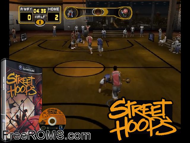 Street Hoops Nintendo Gamecube game showing 3D box cover and gameplay screenshot