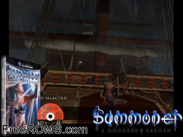 Summoner - A Goddess Reborn Nintendo Gamecube game showing 3D box cover and gameplay screenshot