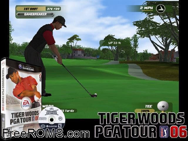 Tiger Woods PGA Tour 06 Nintendo Gamecube game showing 3D box cover and gameplay screenshot