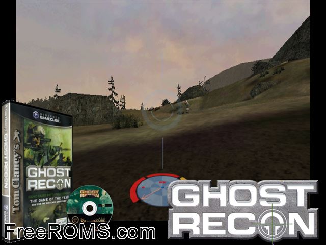Tom Clancys Ghost Recon Nintendo Gamecube game showing 3D box cover and gameplay screenshot
