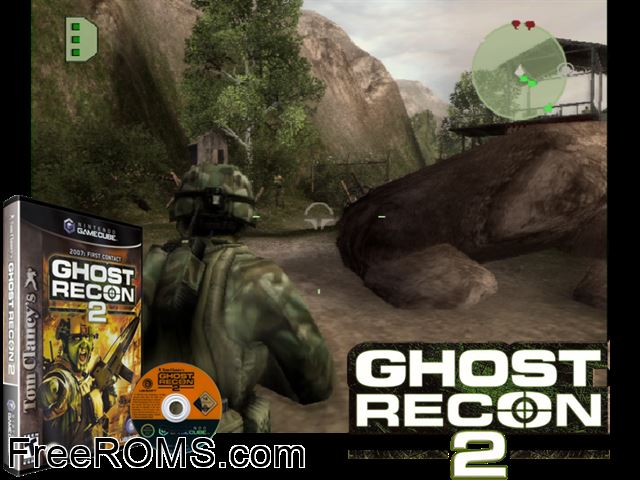 Tom Clancys Ghost Recon 2 Nintendo Gamecube game showing 3D box cover and gameplay screenshot