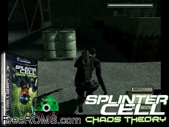 Tom Clancys Splinter Cell - Chaos Theory (Disc 1) Nintendo Gamecube game showing 3D box cover and gameplay screenshot