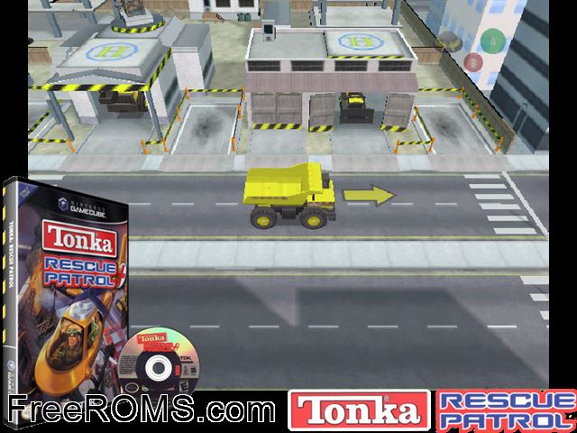 Tonka - Rescue Patrol Nintendo Gamecube game showing 3D box cover and gameplay screenshot