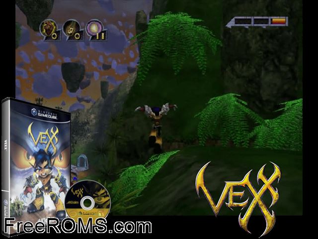 Vexx Nintendo Gamecube game showing 3D box cover and gameplay screenshot