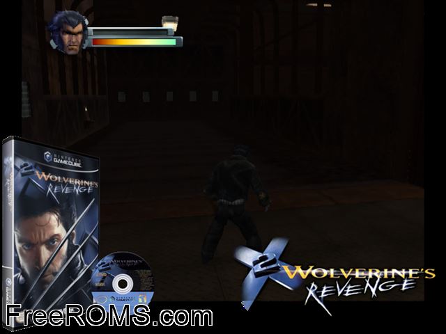 X2 - Wolverines Revenge Nintendo Gamecube game showing 3D box cover and gameplay screenshot