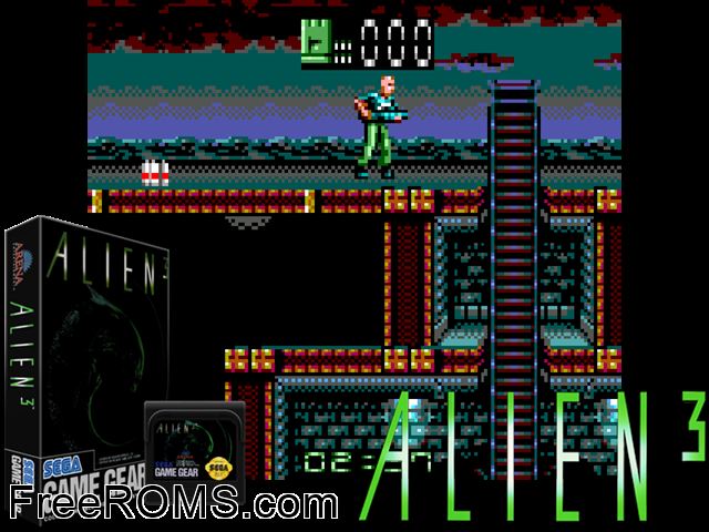 Alien 3 Game Gear game showing 3D box cover and gameplay screenshot