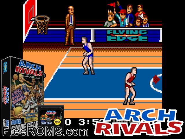 Arch Rivals Game Gear game showing 3D box cover and gameplay screenshot