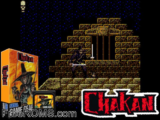 Chakan Game Gear game showing 3D box cover and gameplay screenshot