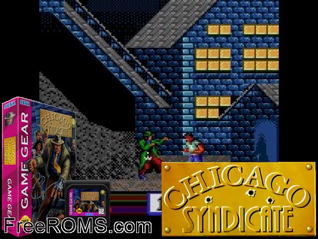 Chicago Syndicate Game Gear game showing 3D box cover and gameplay screenshot