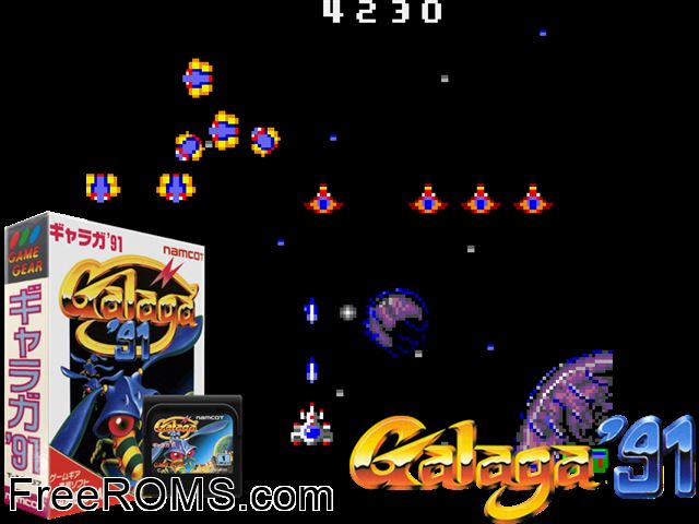 Galaga '91 Jap Game Gear game showing 3D box cover and gameplay screenshot
