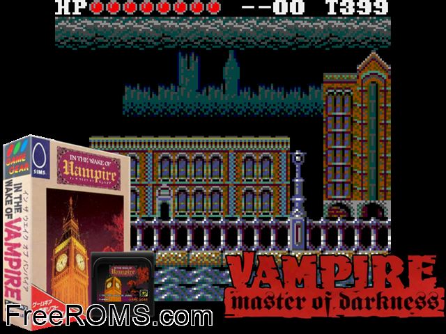 In the Wake of the Vampire Jap Game Gear game showing 3D box cover and gameplay screenshot