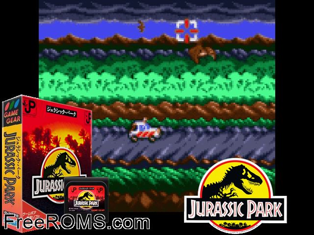 Jurassic Park Jap Game Gear game showing 3D box cover and gameplay screenshot