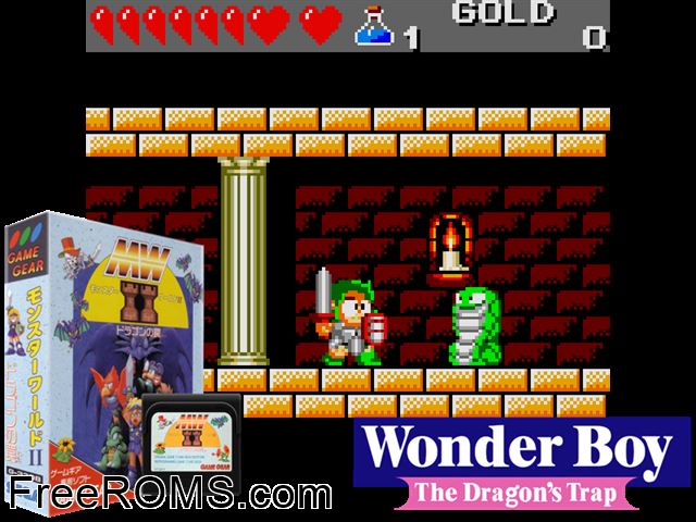 Monster World 2 Jap Game Gear game showing 3D box cover and gameplay screenshot