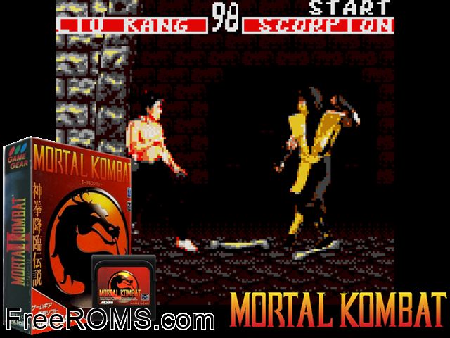 Mortal Kombat V3.3 Game Gear game showing 3D box cover and gameplay screenshot