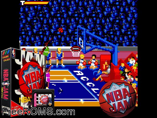 NBA Jam Jap Game Gear game showing 3D box cover and gameplay screenshot