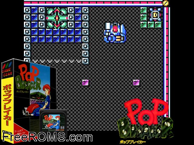 Pop Breaker Jap Game Gear game showing 3D box cover and gameplay screenshot