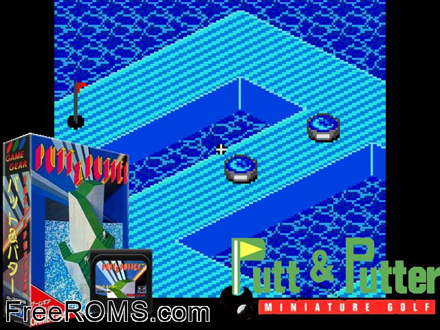 Putt and Putter Game Gear game showing 3D box cover and gameplay screenshot
