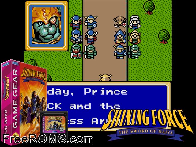 Shining Force 2 - Sword of Haija Game Gear game showing 3D box cover and gameplay screenshot