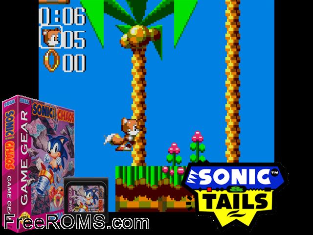 Sonic Chaos Game Gear game showing 3D box cover and gameplay screenshot