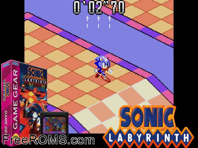Sonic Labyrinth Game Gear game showing 3D box cover and gameplay screenshot