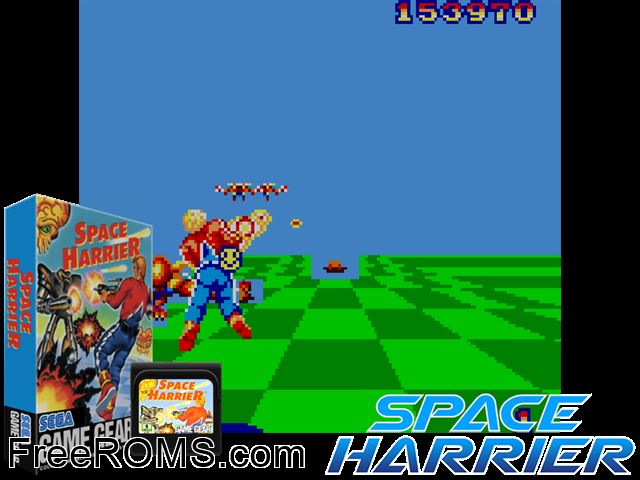 Space Harrier Game Gear game showing 3D box cover and gameplay screenshot