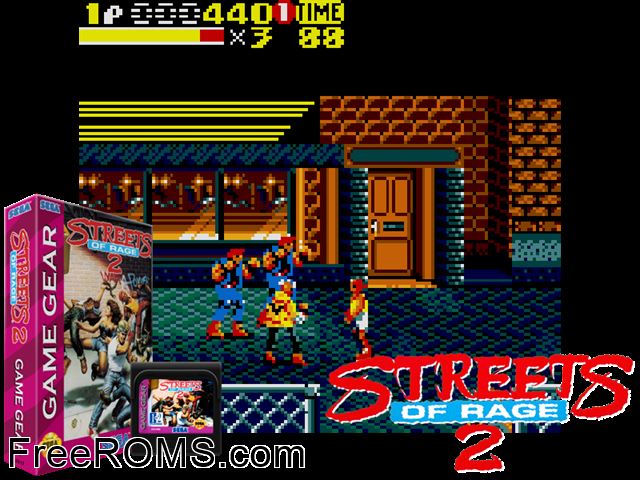 Streets of Rage 2 Game Gear game showing 3D box cover and gameplay screenshot
