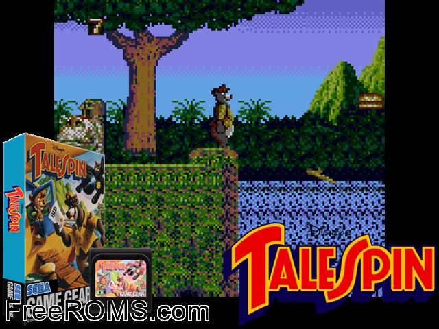 Tale Spin Game Gear game showing 3D box cover and gameplay screenshot