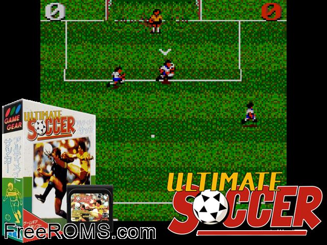 Ultimate Soccer Game Gear game showing 3D box cover and gameplay screenshot