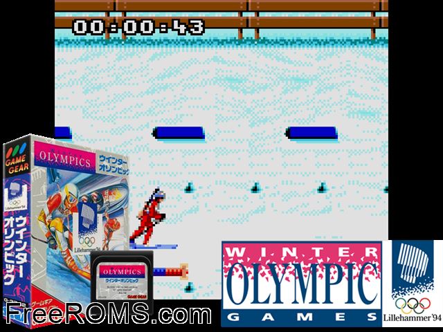 Winter Olympics - Lillehammer '94 Jap Game Gear game showing 3D box cover and gameplay screenshot