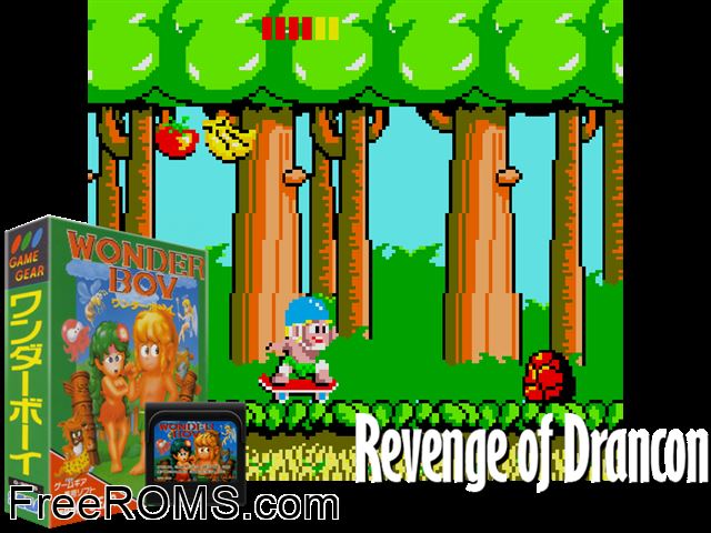 Wonderboy Jap Game Gear game showing 3D box cover and gameplay screenshot