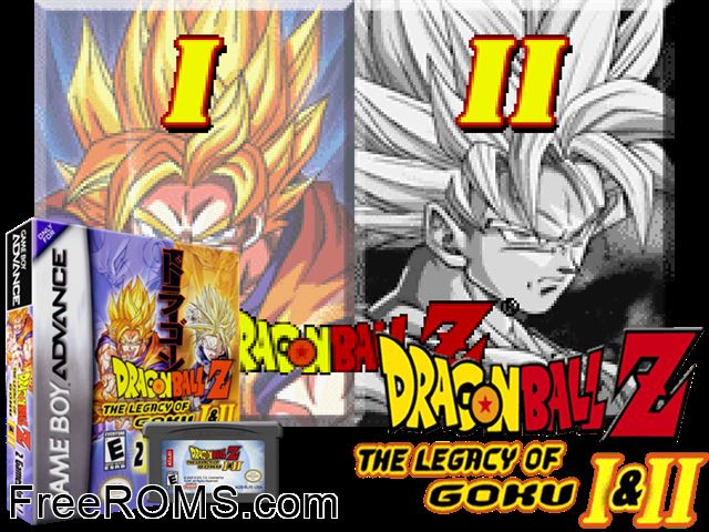 2 Games In 1 - Dragon Ball Z - The Legacy Of Goku I And II Gameboy Advance game showing 3D box cover and gameplay screenshot