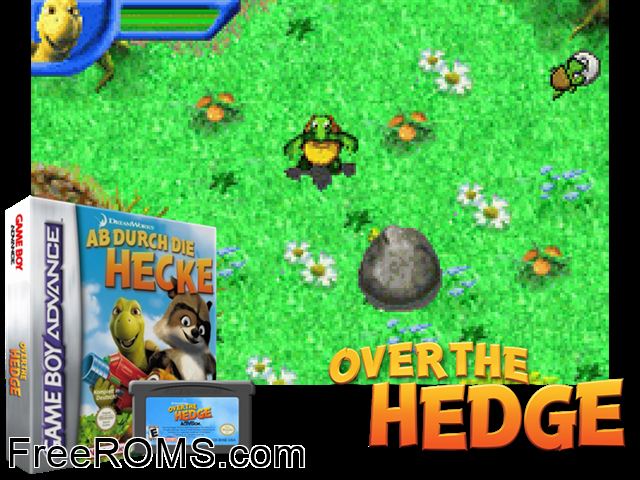Ab Durch Die Hecke (Germany) Gameboy Advance game showing 3D box cover and gameplay screenshot