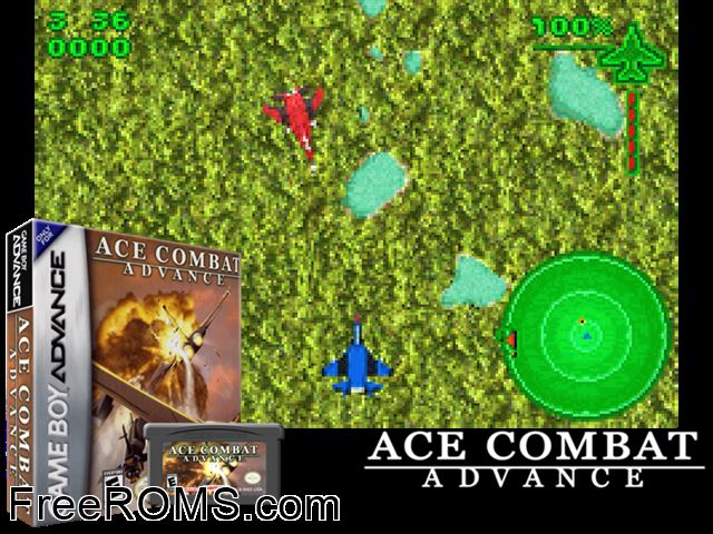 Ace Combat Advance Gameboy Advance game showing 3D box cover and gameplay screenshot