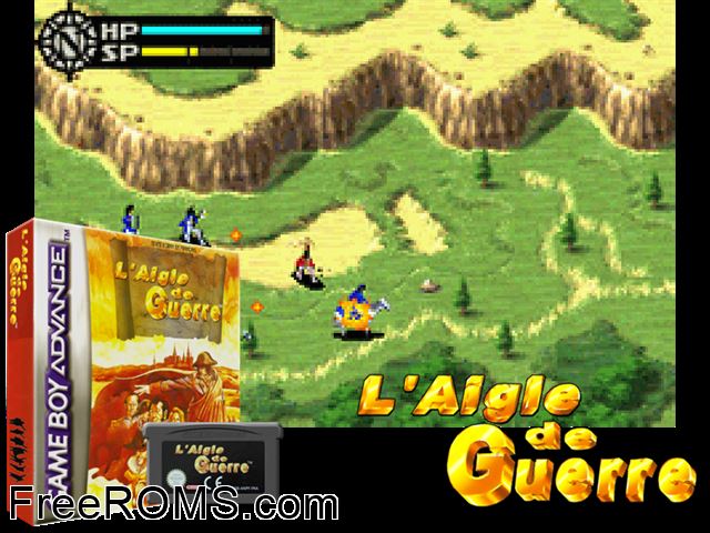 Aigle De Guerre, L' (France) Gameboy Advance game showing 3D box cover and gameplay screenshot
