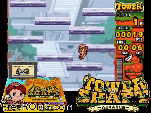 Aleck Bordon Adventure - Tower And Shaft Advance (Japan) Gameboy Advance game showing 3D box cover and gameplay screenshot