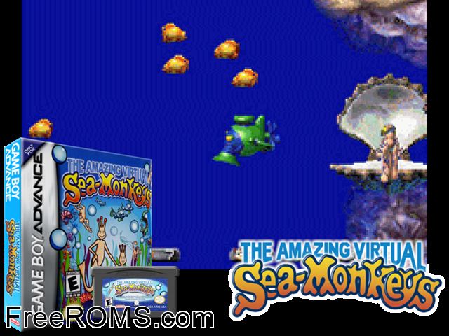 Amazing Virtual Sea-Monkeys, The Gameboy Advance game showing 3D box cover and gameplay screenshot