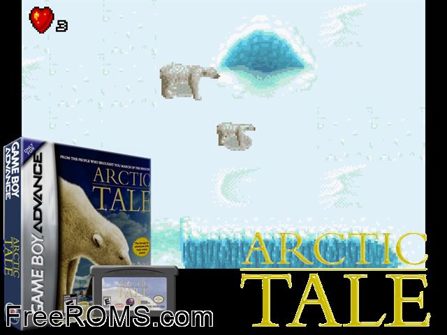 Arctic Tale Gameboy Advance game showing 3D box cover and gameplay screenshot