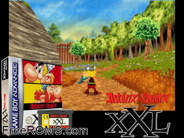 Asterix And Obelix XXL Gameboy Advance game showing 3D box cover and gameplay screenshot