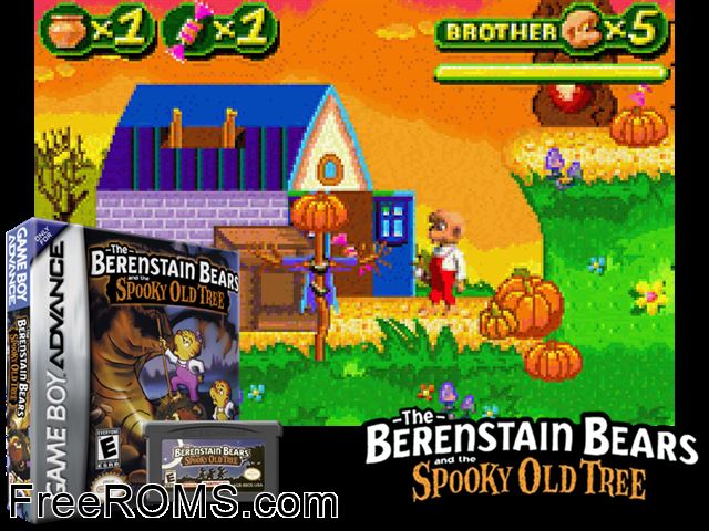 Berenstain Bears And The Spooky Old Tree, The Gameboy Advance game showing 3D box cover and gameplay screenshot