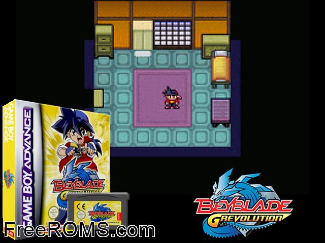 Beyblade G-Revolution Gameboy Advance game showing 3D box cover and gameplay screenshot
