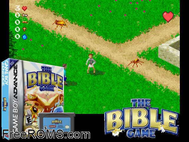 Bible Game, The Gameboy Advance game showing 3D box cover and gameplay screenshot