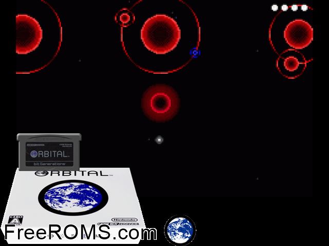 Bit Generations Orbital (Japan) Gameboy Advance game showing 3D box cover and gameplay screenshot