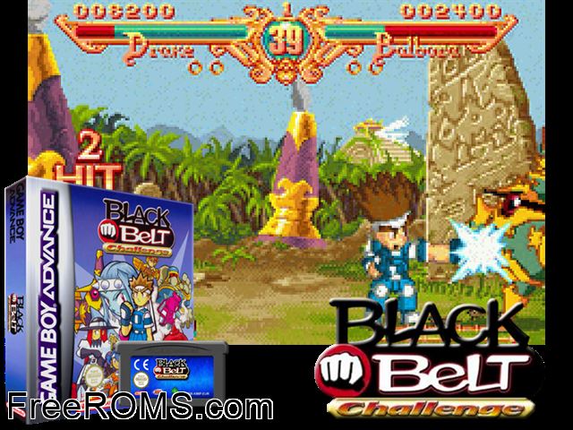 Black Belt Challenge Gameboy Advance game showing 3D box cover and gameplay screenshot