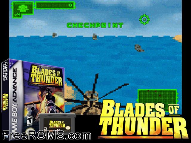 Blades Of Thunder Gameboy Advance game showing 3D box cover and gameplay screenshot