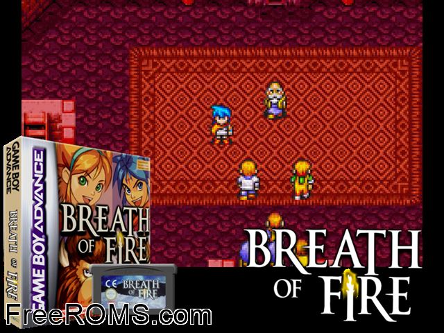 Breath Of Fire Gameboy Advance game showing 3D box cover and gameplay screenshot